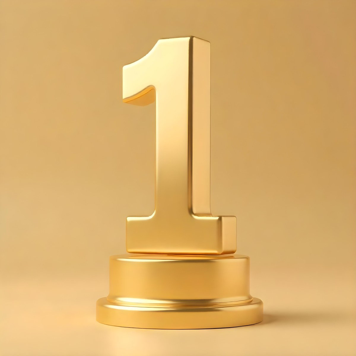 Golden Number One Trophy On A Golden Base Smooth Lighting Beige Background Studio Shot Victory Concept Achievement Symbol Competition Reward 21 523d