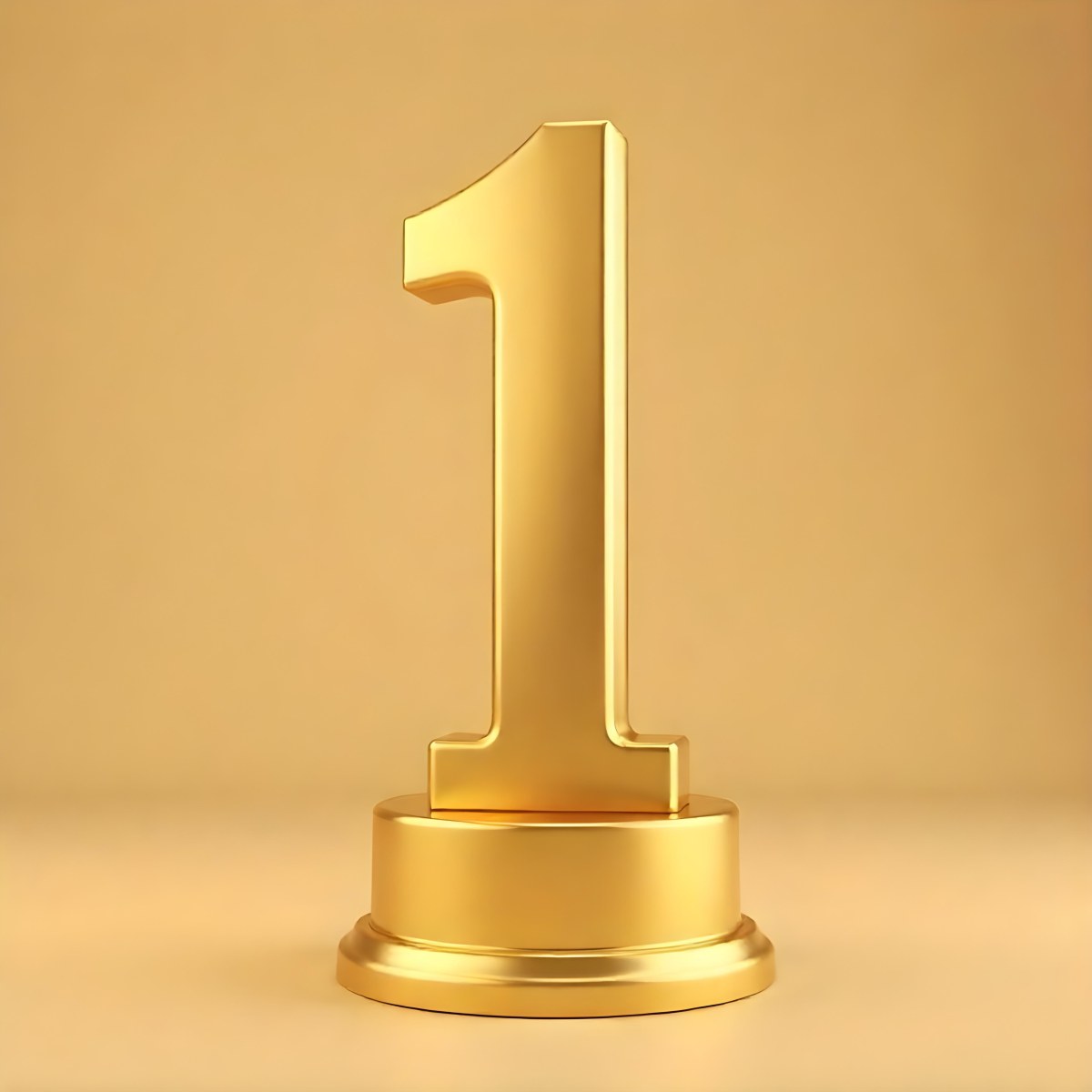 Golden Number One Trophy On A Golden Base Smooth Lighting Beige Background Studio Shot Victory Concept Achievement Symbol Competition Reward 22 0897