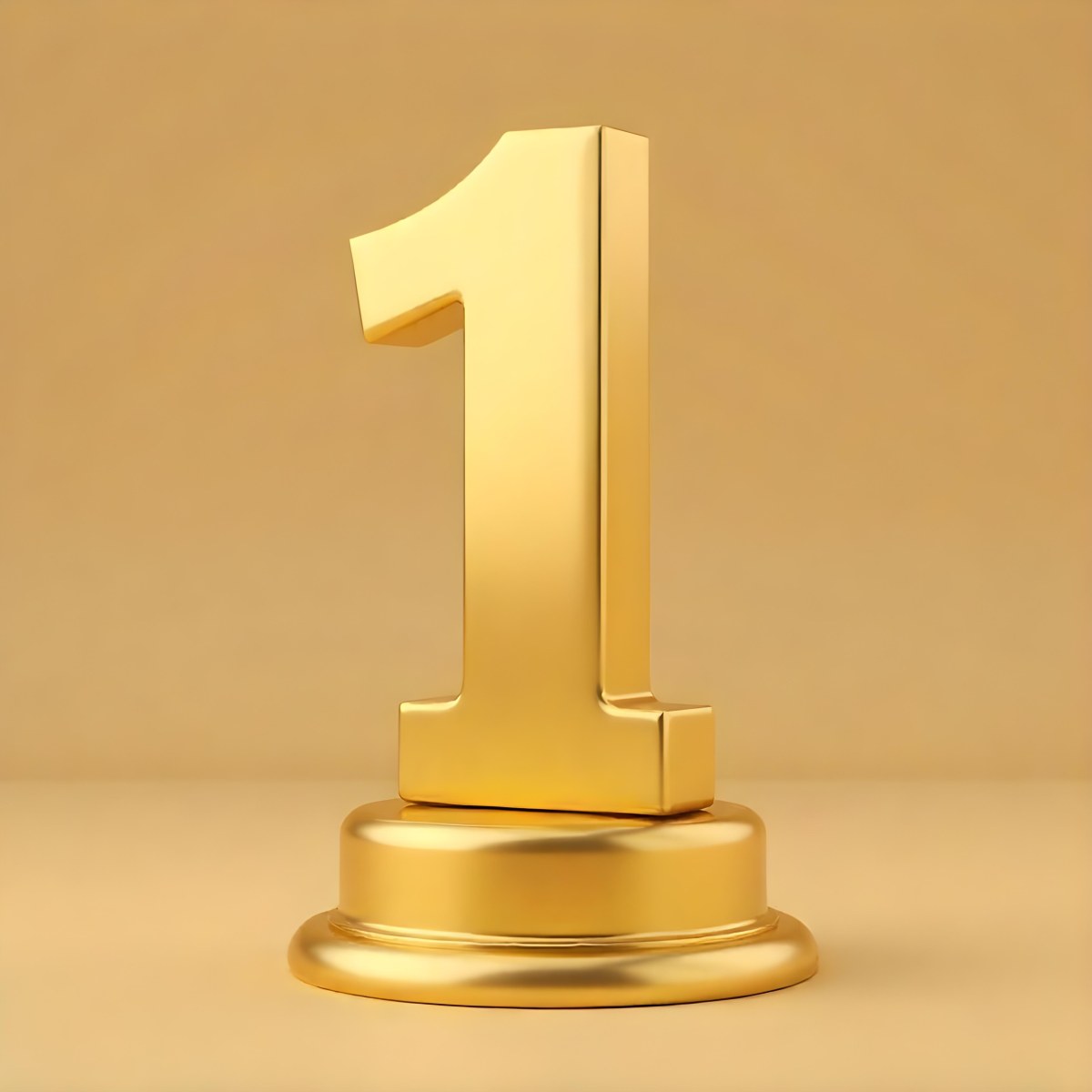 Golden Number One Trophy On A Golden Base Smooth Lighting Beige Background Studio Shot Victory Concept Achievement Symbol Competition Reward 24 3804