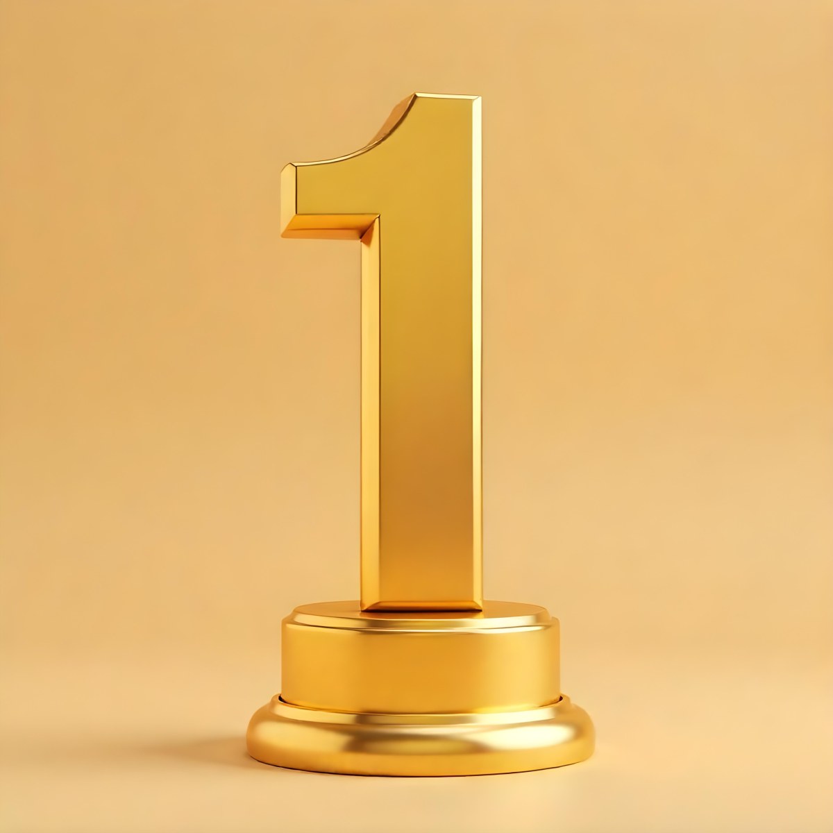 Golden Number One Trophy On A Golden Base Smooth Lighting Beige Background Studio Shot Victory Concept Achievement Symbol Competition Reward 4 3a7b