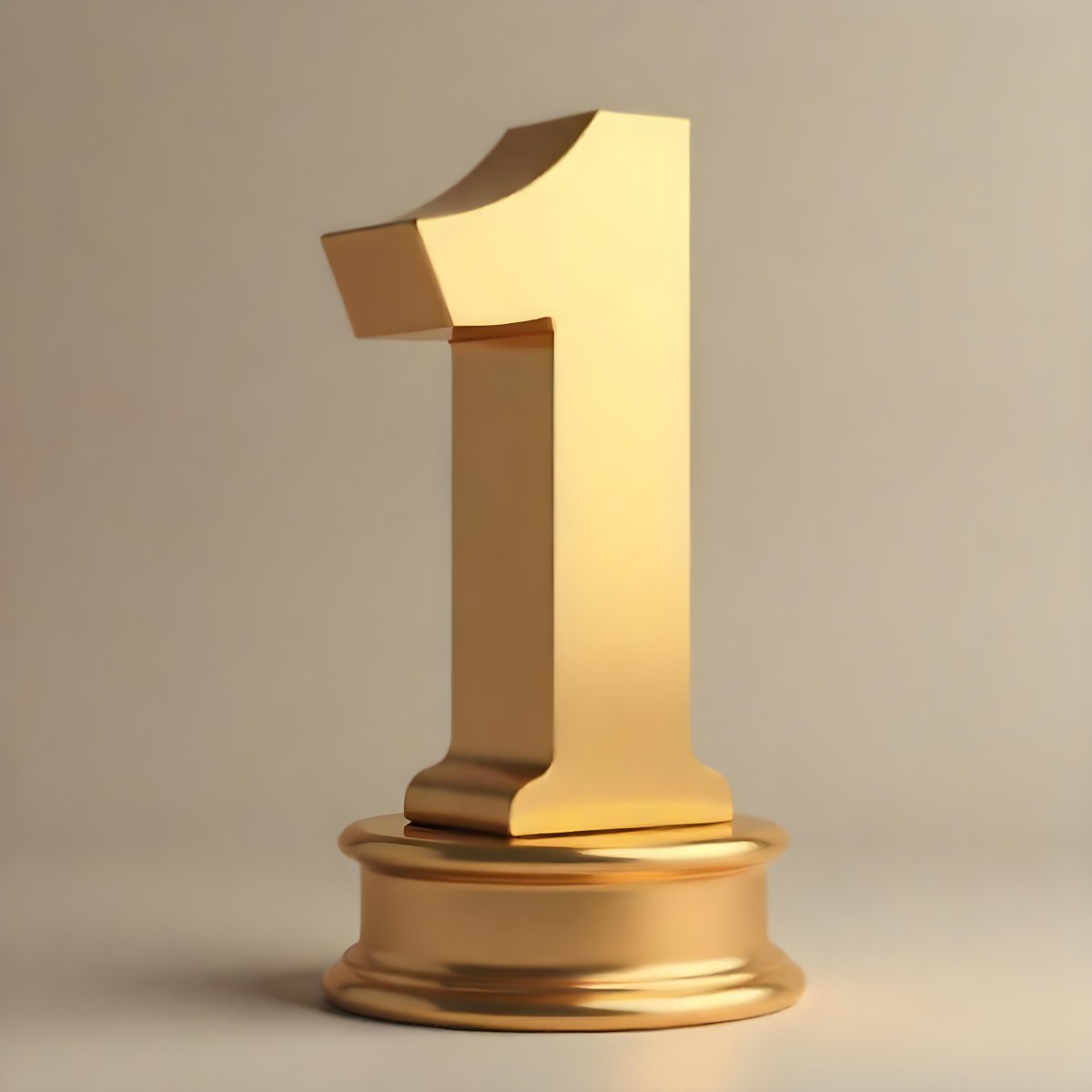 Golden Number One Trophy On A Golden Base Smooth Lighting Beige Background Studio Shot Victory Concept Achievement Symbol Competition Reward 5 Da5c