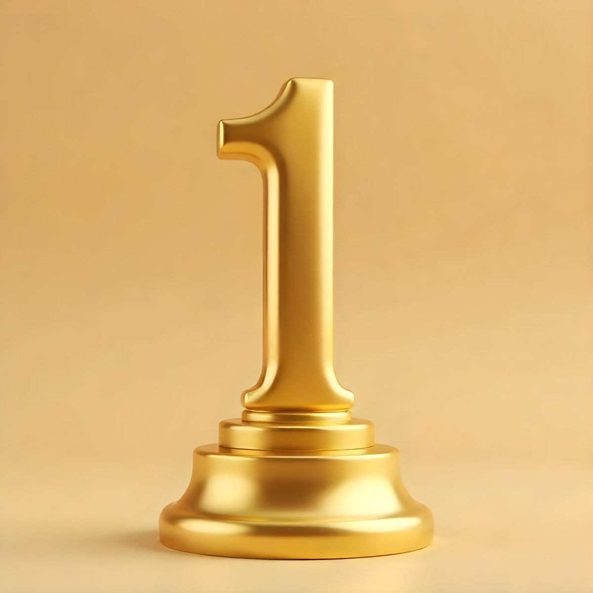 Golden Number One Trophy On A Golden Base Smooth Lighting Beige Background Studio Shot Victory Concept Achievement Symbol Competition Reward 6 5691