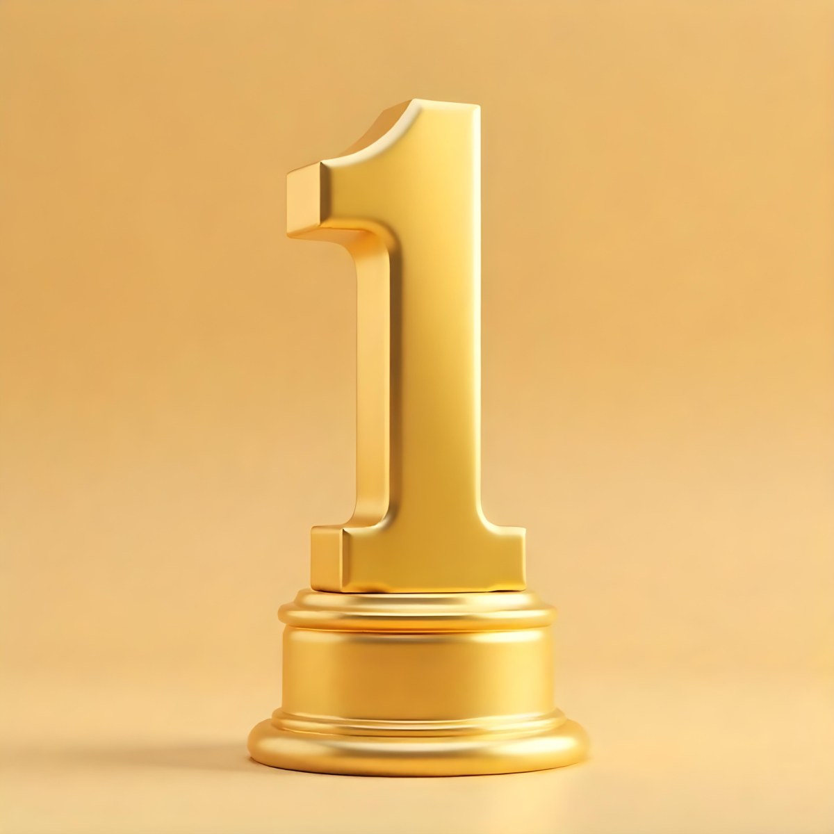 Golden Number One Trophy On A Golden Base Smooth Lighting Beige Background Studio Shot Victory Concept Achievement Symbol Competition Reward 8 20fe