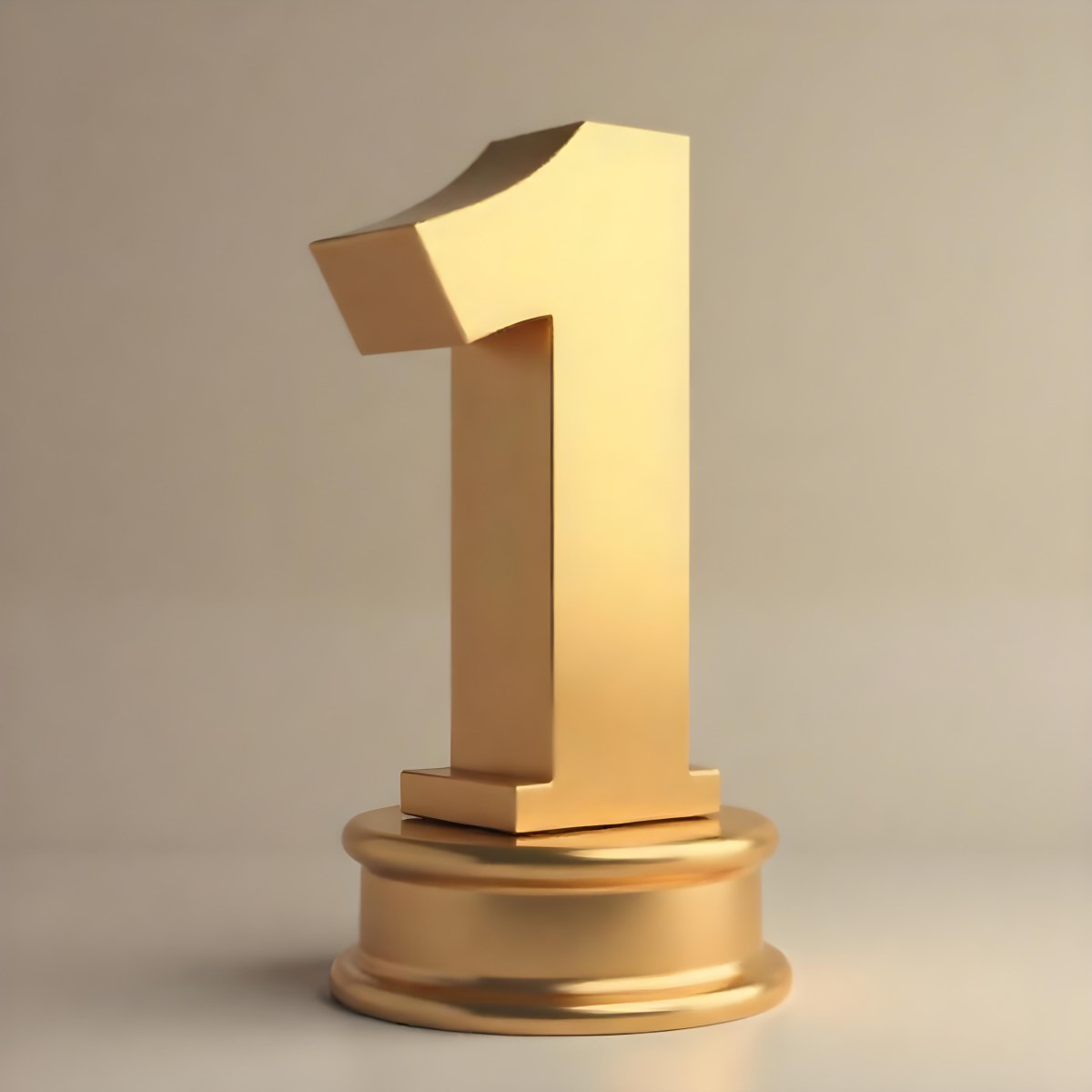Golden Number One Trophy On A Golden Base Smooth Lighting Beige Background Studio Shot Victory Concept Achievement Symbol Competition Reward 9 4909
