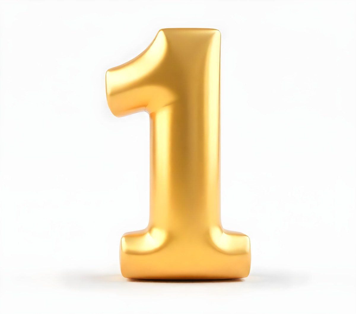 Golden Number One With Rounded Edges Smooth Surface Metallic Reflections Standing Upright On A White Background Casting A Subtle Shadow 32 A5d7