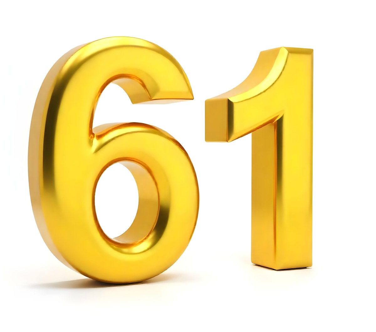Golden Number Sixty One On A White Background Shiny Elegant Simple Clean Modern Luxurious Celebration Anniversary Birthday Achievement Success 1 A727