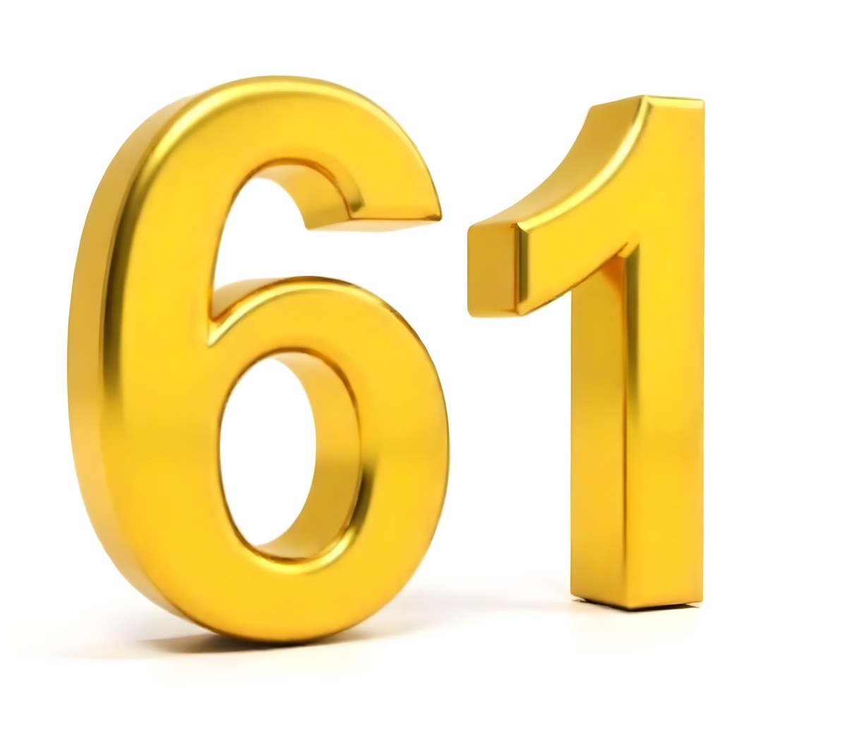 Golden Number Sixty One On A White Background Shiny Elegant Simple Clean Modern Luxurious Celebration Anniversary Birthday Achievement Success 13 6484