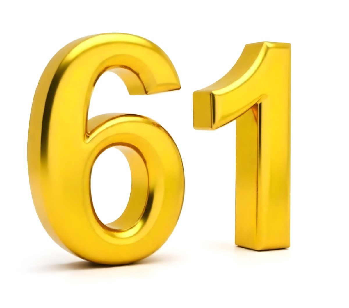Golden Number Sixty One On A White Background Shiny Elegant Simple Clean Modern Luxurious Celebration Anniversary Birthday Achievement Success 20 7da1