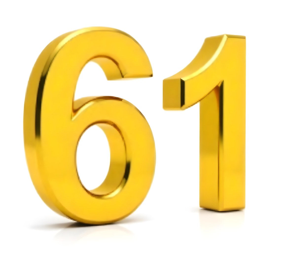 Golden Number Sixty One On A White Background Shiny Elegant Simple Clean Modern Luxurious Celebration Anniversary Birthday Achievement Success 23 C3f4