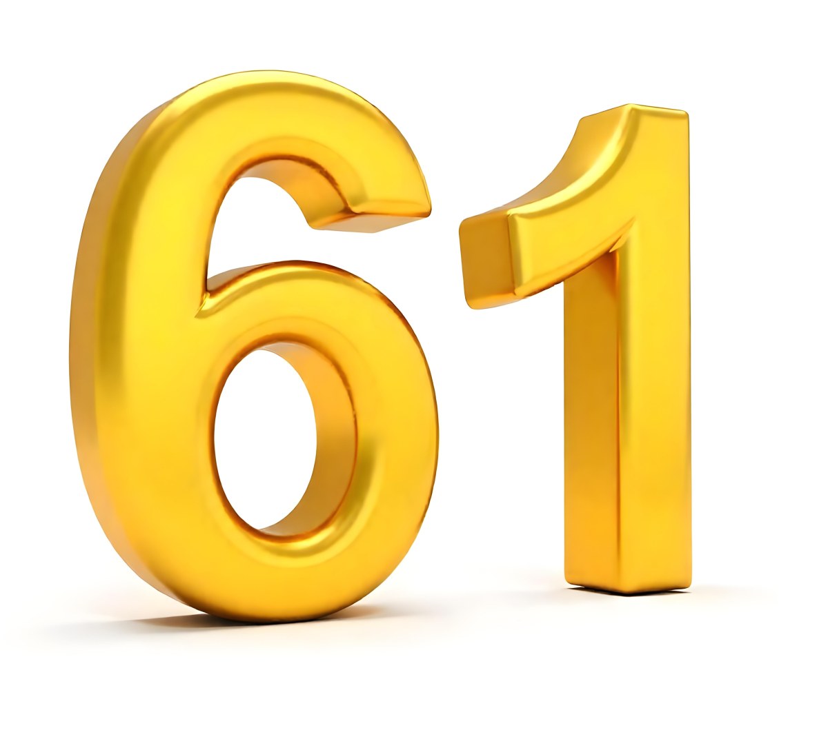 Golden Number Sixty One On A White Background Shiny Elegant Simple Clean Modern Luxurious Celebration Anniversary Birthday Achievement Success 26 1166