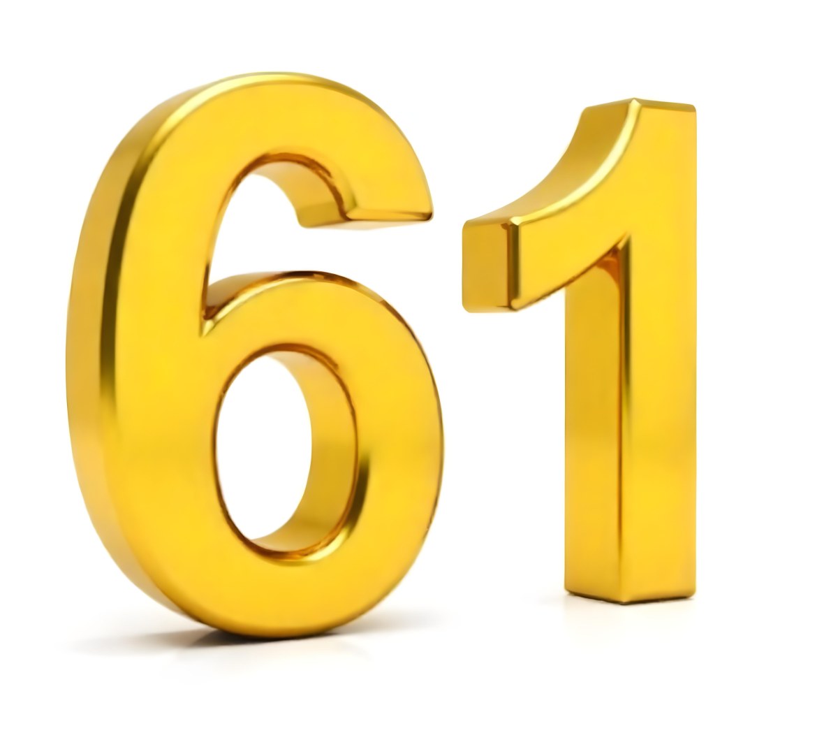 Golden Number Sixty One On A White Background Shiny Elegant Simple Clean Modern Luxurious Celebration Anniversary Birthday Achievement Success 5 6f6f