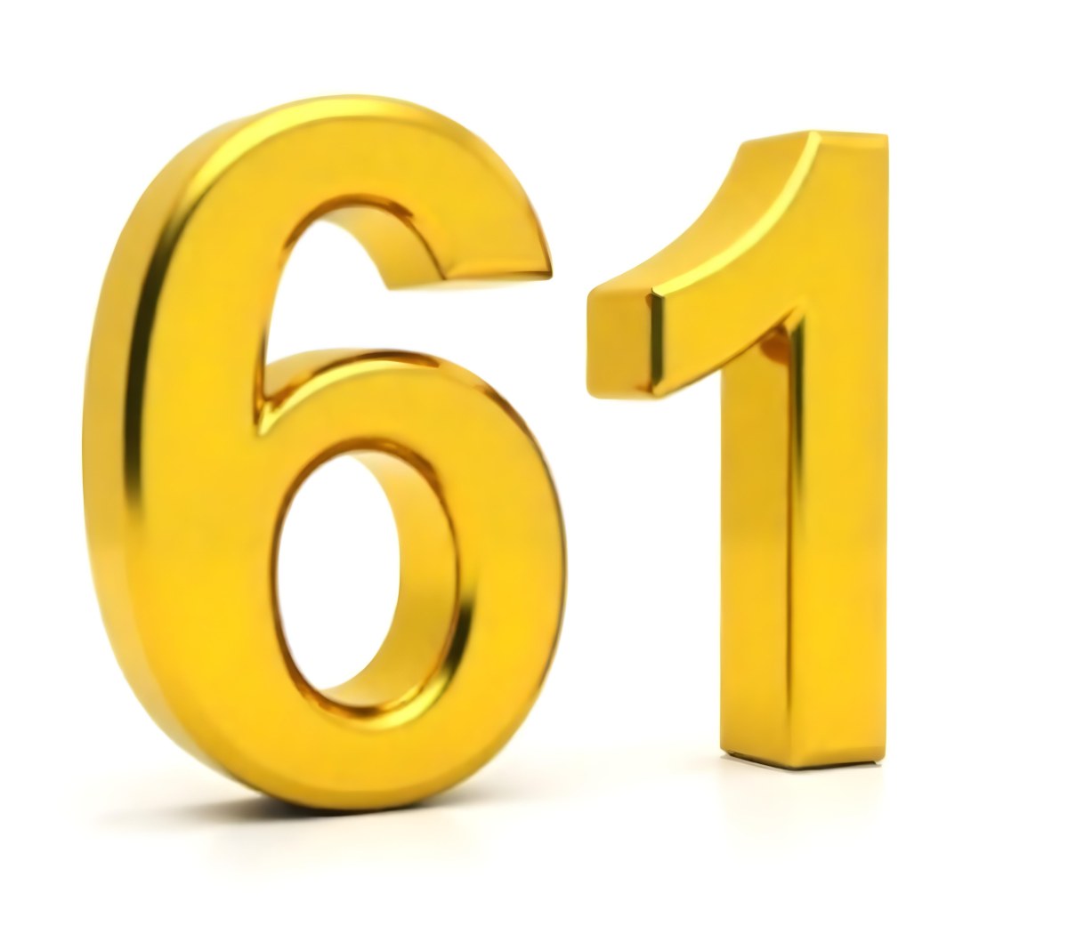 Golden Number Sixty One On A White Background Shiny Elegant Simple Clean Modern Luxurious Celebration Anniversary Birthday Achievement Success 6 B4a1