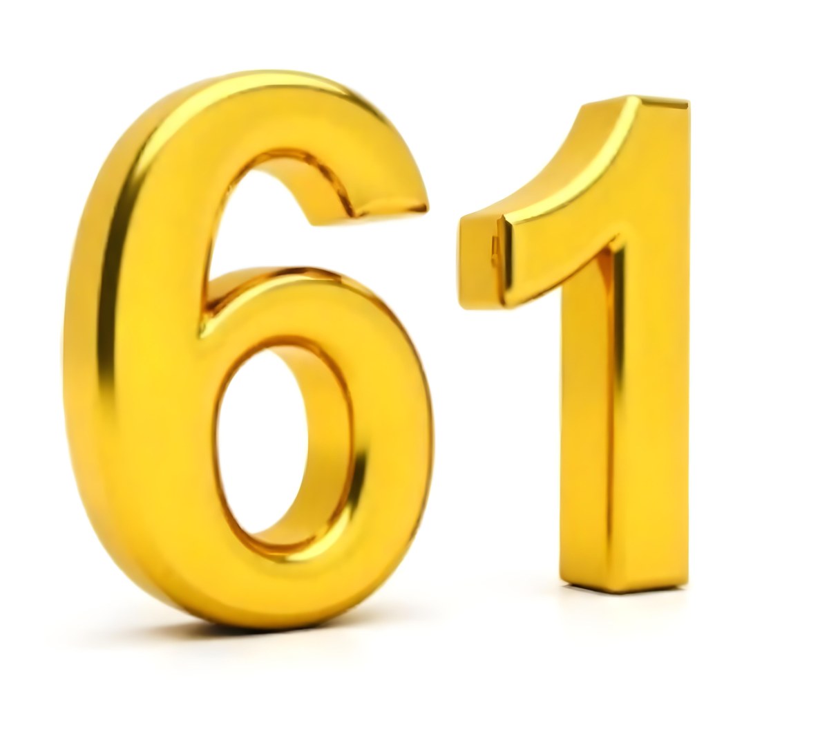 Golden Number Sixty One On A White Background Shiny Elegant Simple Clean Modern Luxurious Celebration Anniversary Birthday Achievement Success 8 69db