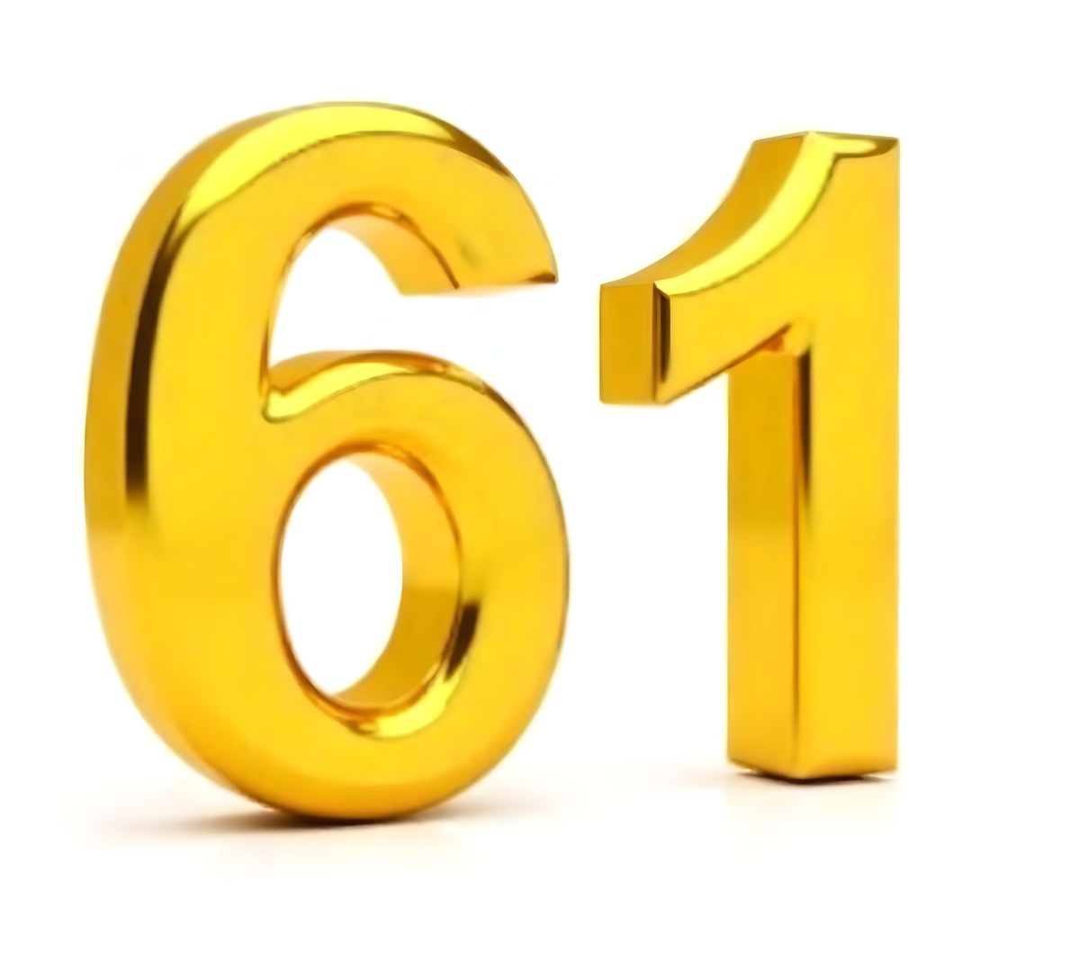 Golden Number Sixty One On A White Background Shiny Elegant Simple Clean Modern Luxurious Celebration Anniversary Birthday Achievement Success 9 Ffbb