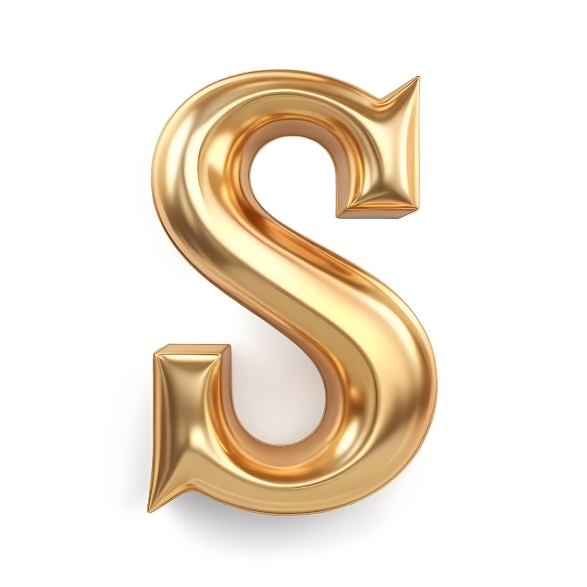 Goldensilverbronzeblackrose Goldplatinumcopper Letter S On A White Background Shiny Elegant Simple Smooth Surface Rounded Edges Three Dimensional Metallic Texture Bright Light Clean Design Simple 15 8abd