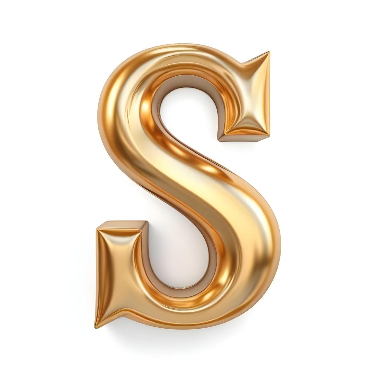 Goldensilverbronzeblackrose Goldplatinumcopper Letter S On A White Background Shiny Elegant Simple Smooth Surface Rounded Edges Three Dimensional Metallic Texture Bright Light Clean Design Simple 21 Ea64