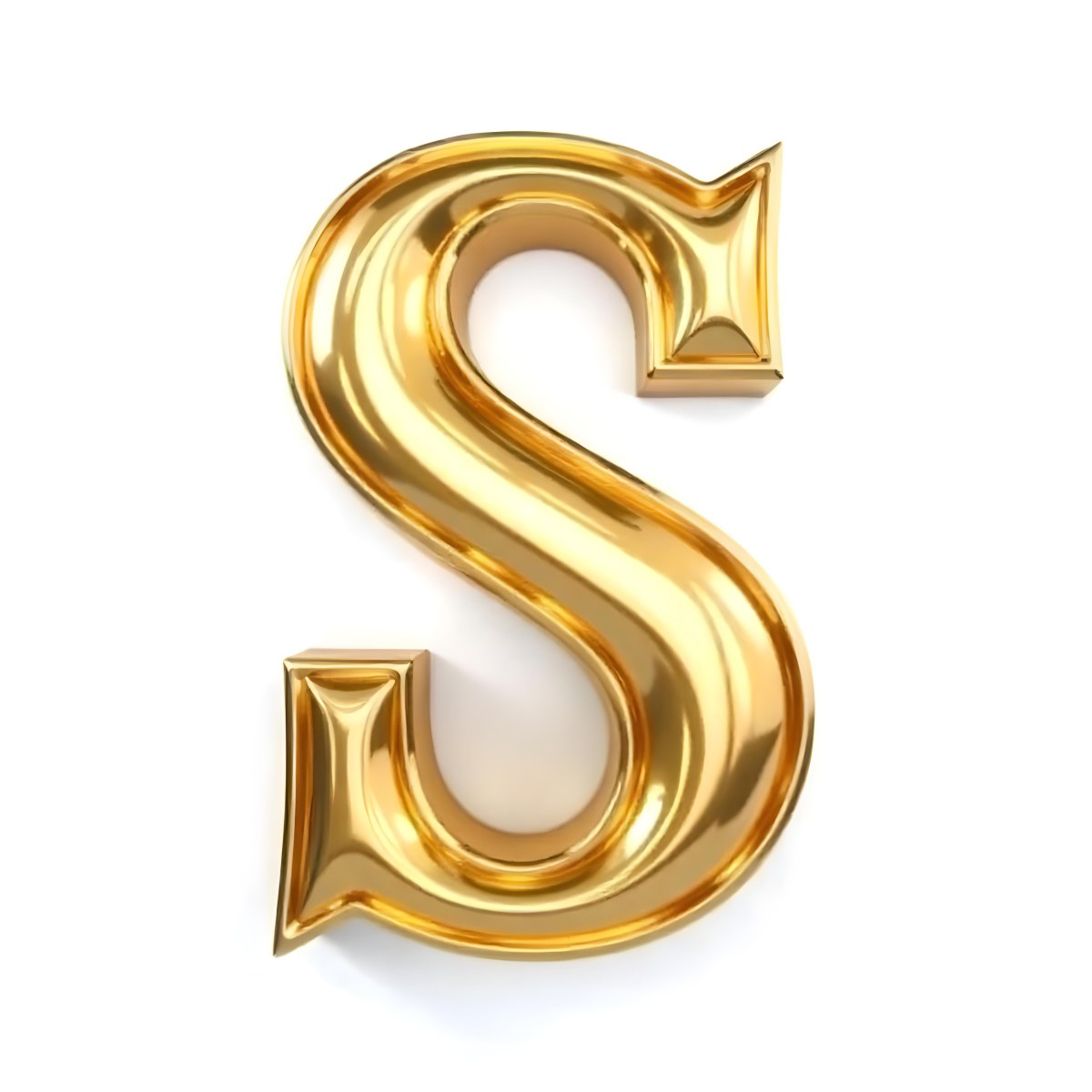Goldensilverbronzeblackrose Goldplatinumcopper Letter S On A White Background Shiny Elegant Simple Smooth Surface Rounded Edges Three Dimensional Metallic Texture Bright Light Clean Design Simple 30 Aa6f