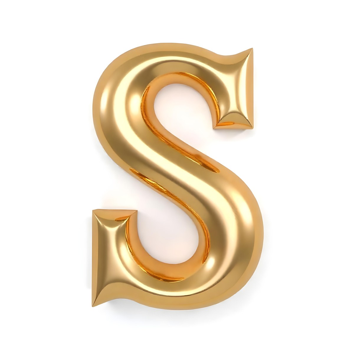 Goldensilverbronzeblackrose Goldplatinumcopper Letter S On A White Background Shiny Elegant Simple Smooth Surface Rounded Edges Three Dimensional Metallic Texture Bright Light Clean Design Simple 34 940a