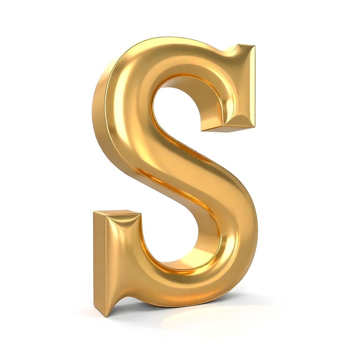 Goldensilverbronzeblackrose Goldplatinumcopper Letter S On A White Background Shiny Elegant Simple Smooth Surface Rounded Edges Three Dimensional Metallic Texture Bright Light Clean Design Simple 38 0f34