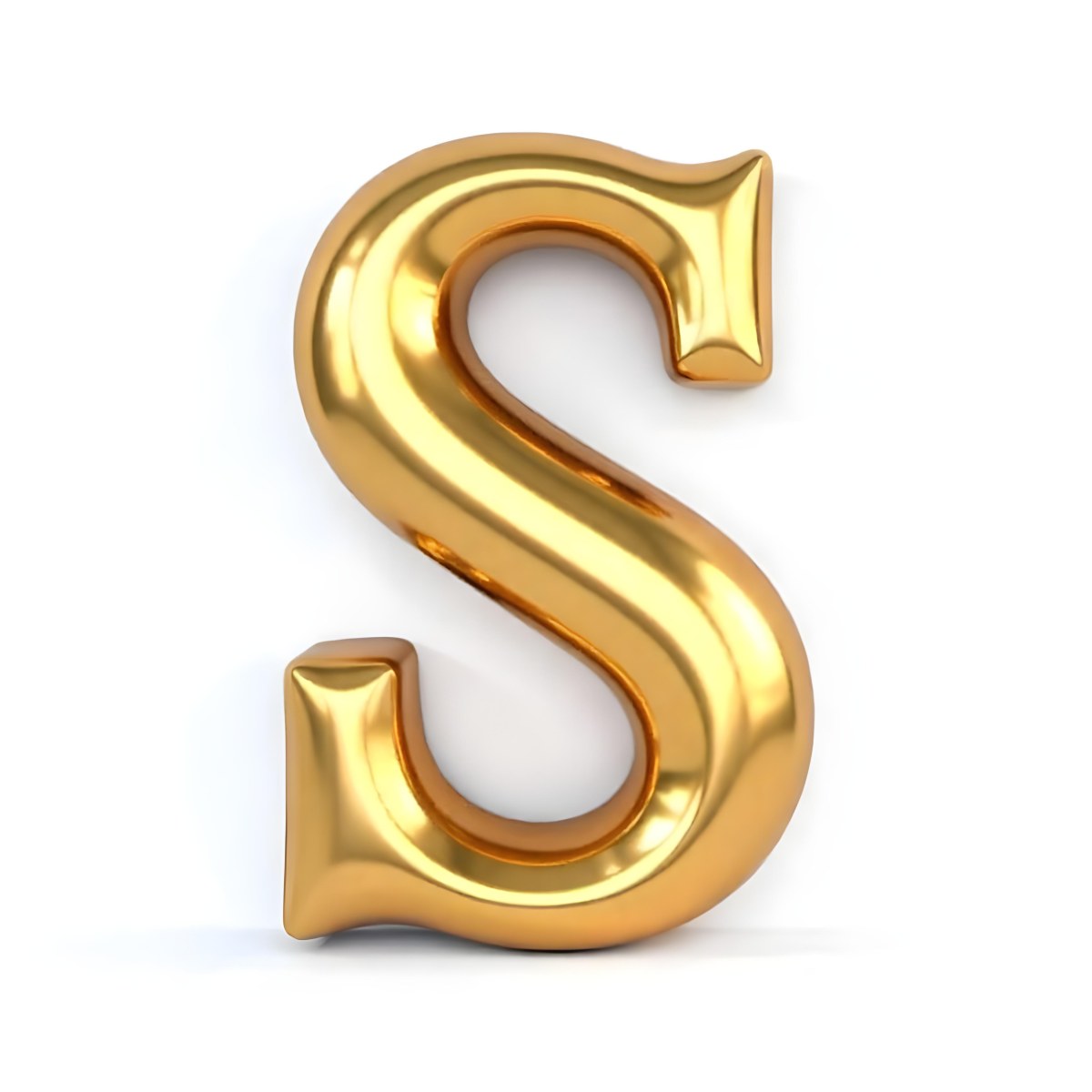 Goldensilverbronzeblackrose Goldplatinumcopper Letter S On A White Background Shiny Elegant Simple Smooth Surface Rounded Edges Three Dimensional Metallic Texture Bright Light Clean Design Simple 39 7392