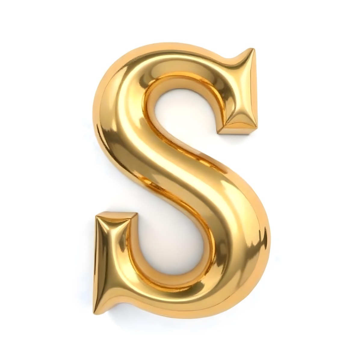 Goldensilverbronzeblackrose Goldplatinumcopper Letter S On A White Background Shiny Elegant Simple Smooth Surface Rounded Edges Three Dimensional Metallic Texture Bright Light Clean Design Simple 40 E23e