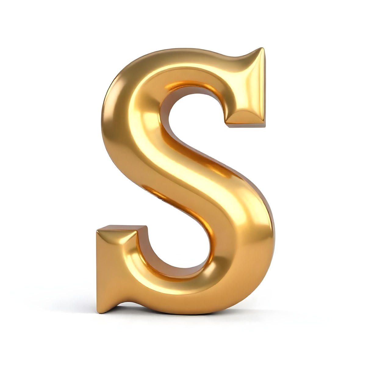 Goldensilverbronzeblackrose Goldplatinumcopper Letter S On A White Background Shiny Elegant Simple Smooth Surface Rounded Edges Three Dimensional Metallic Texture Bright Light Clean Design Simple 41 C7e9