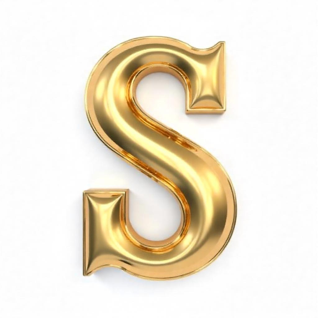 Goldensilverbronzeblackrose Goldplatinumcopper Letter S On A White Background Shiny Elegant Simple Smooth Surface Rounded Edges Three Dimensional Metallic Texture Bright Light Clean Design Simple 43 485a