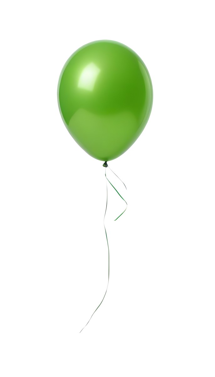 Green Balloon With A String Attached Floating In The Air Isolated On A White Background 15 1f69