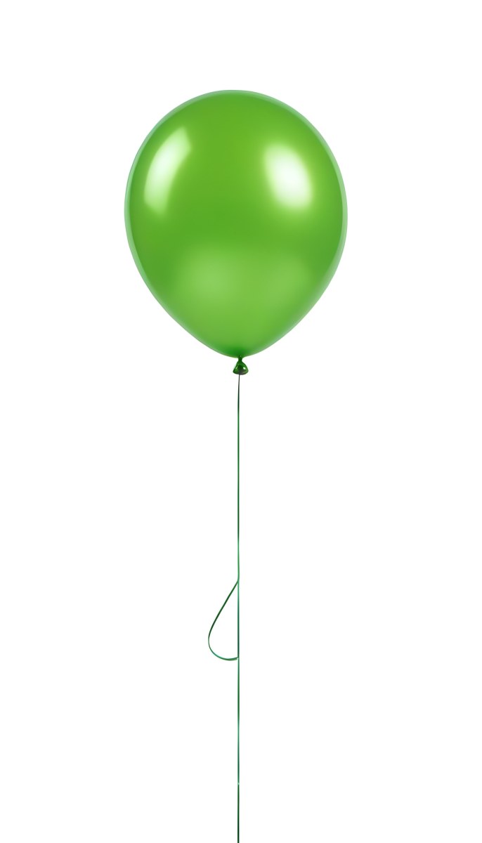 Green Balloon With A String Attached Floating In The Air Isolated On A White Background 19 95ca