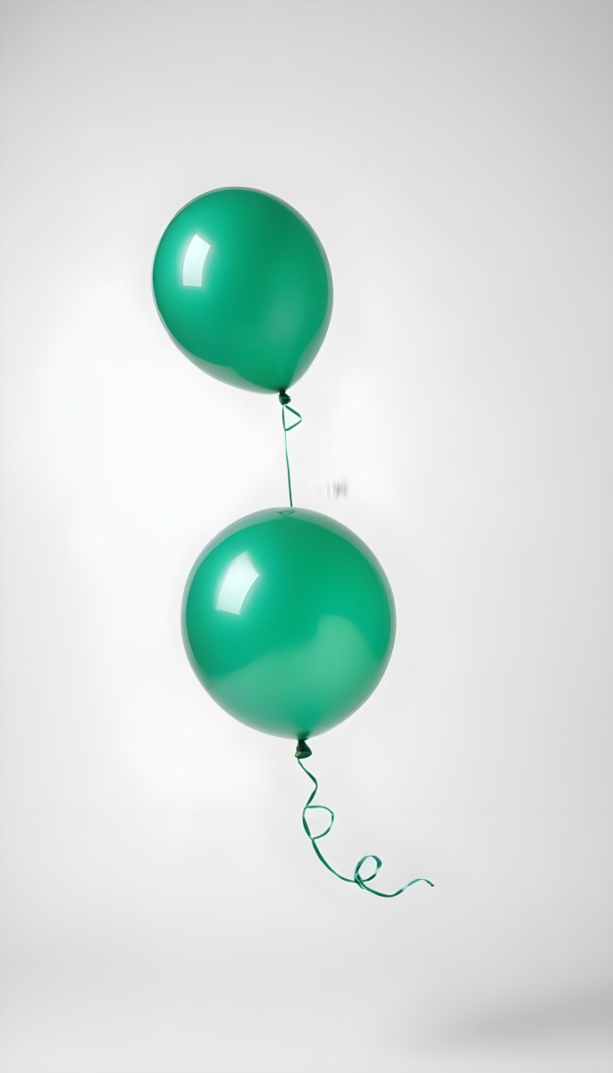 Green Balloon With A String Attached Floating In The Air Isolated On A White Background 33 932c