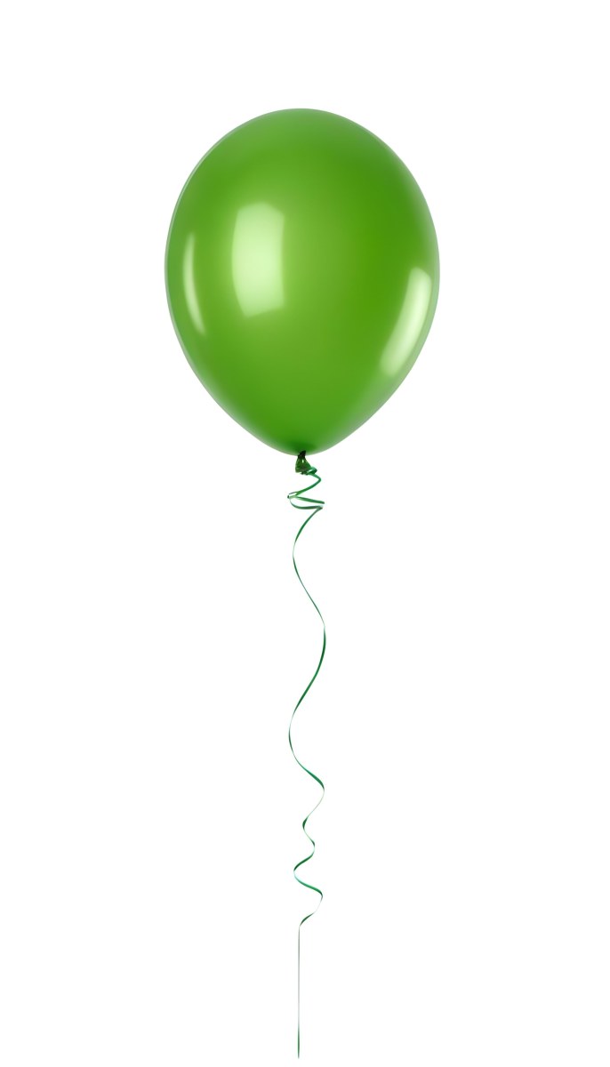 Green Balloon With A String Attached Floating In The Air Isolated On A White Background 34 9ce3