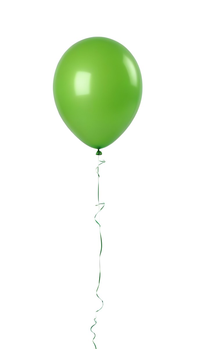 Green Balloon With A String Attached Floating In The Air Isolated On A White Background 36 69f4