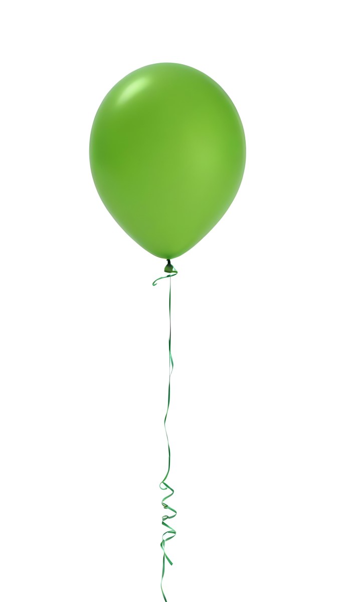 Green Balloon With A String Attached Floating In The Air Isolated On A White Background 38 Db01