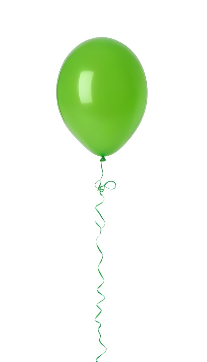Green Balloon With A String Attached Floating In The Air Isolated On A White Background 39 7267