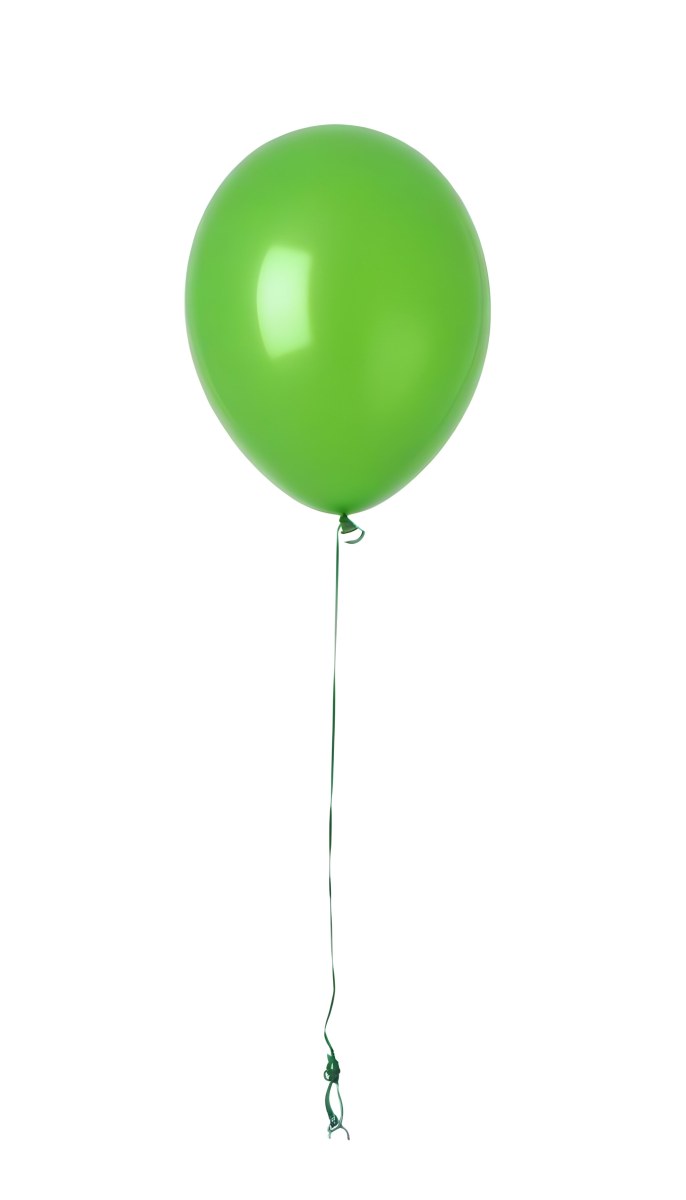 Green Balloon With A String Attached Floating In The Air Isolated On A White Background 6 65d1
