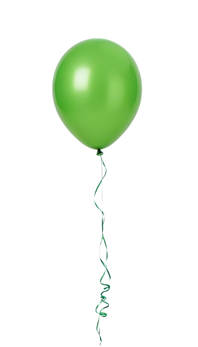 Green Balloon With A String Attached Floating In The Air Isolated On A White Background 9 5cd1