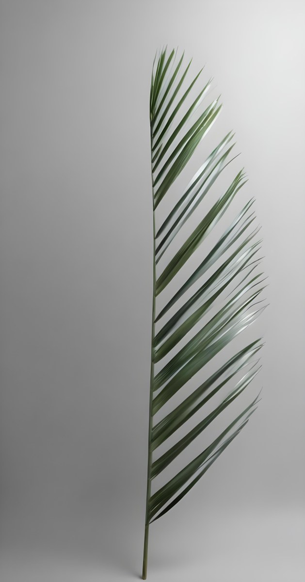 Green Palm Leaves Against A Gray Background 5 Cbe1