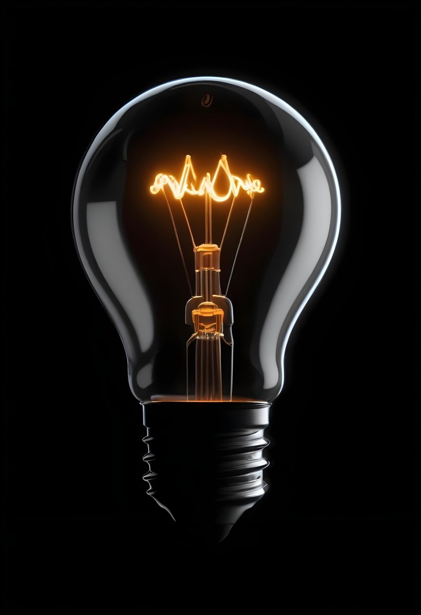 Light Bulb With Glowing Filament On A Black Background The Bulb Is Clear And The Filament Is Bright Orange 6 6b48