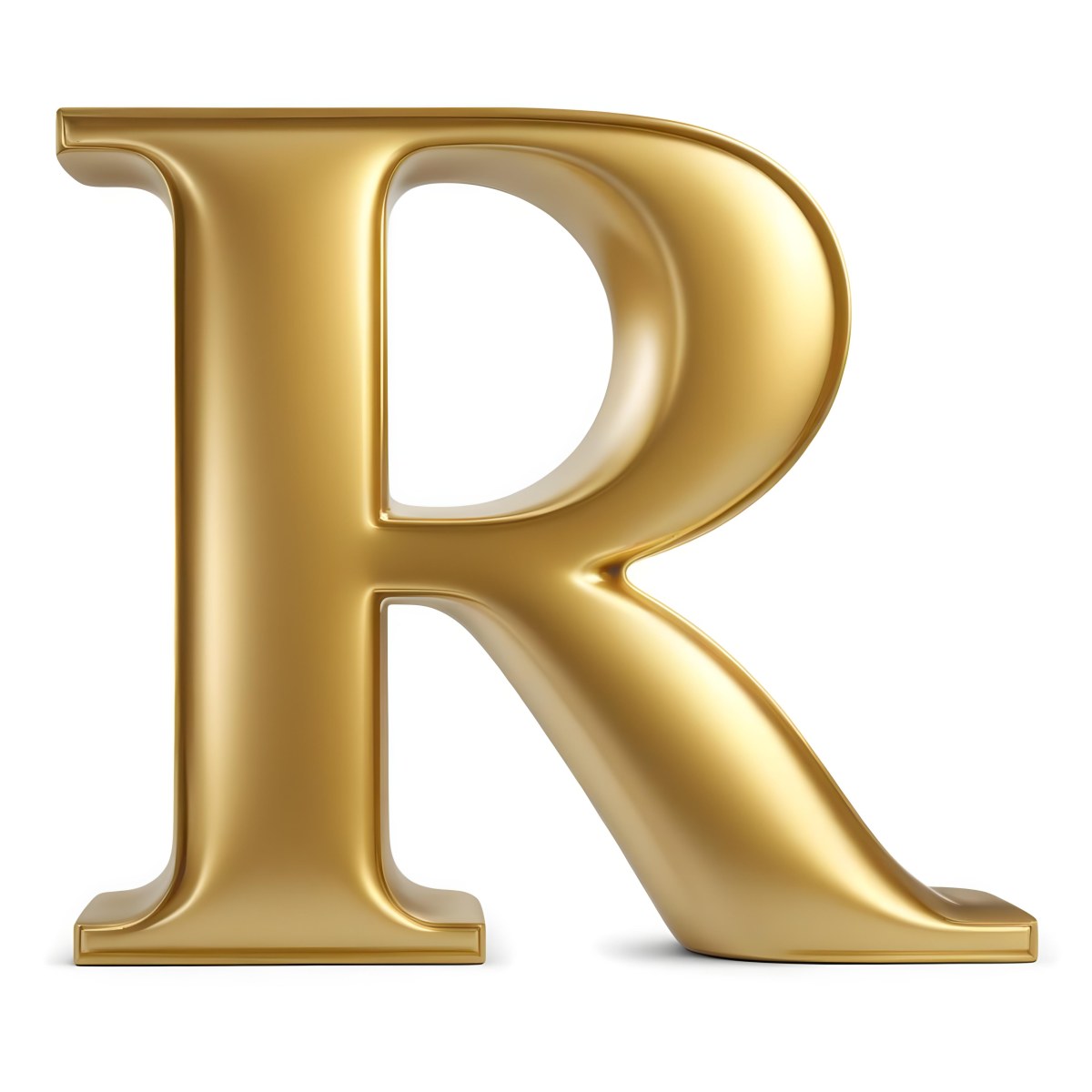 Minimal Soft Studio Light Photography A Shiny Gold Letter R With A Smooth And Polished Surface Featuring A Stylized Font With A Slight Curve And Depth The Background Is Plain And Does Not Distract From The Letter 12 43f3