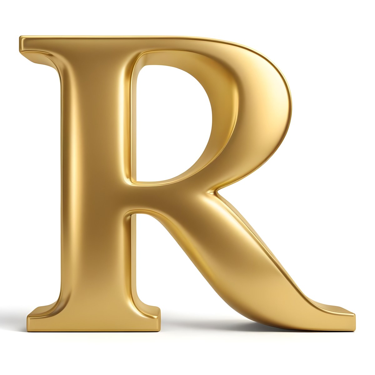 Minimal Soft Studio Light Photography A Shiny Gold Letter R With A Smooth And Polished Surface Featuring A Stylized Font With A Slight Curve And Depth The Background Is Plain And Does Not Distract From The Letter 13 9e2d