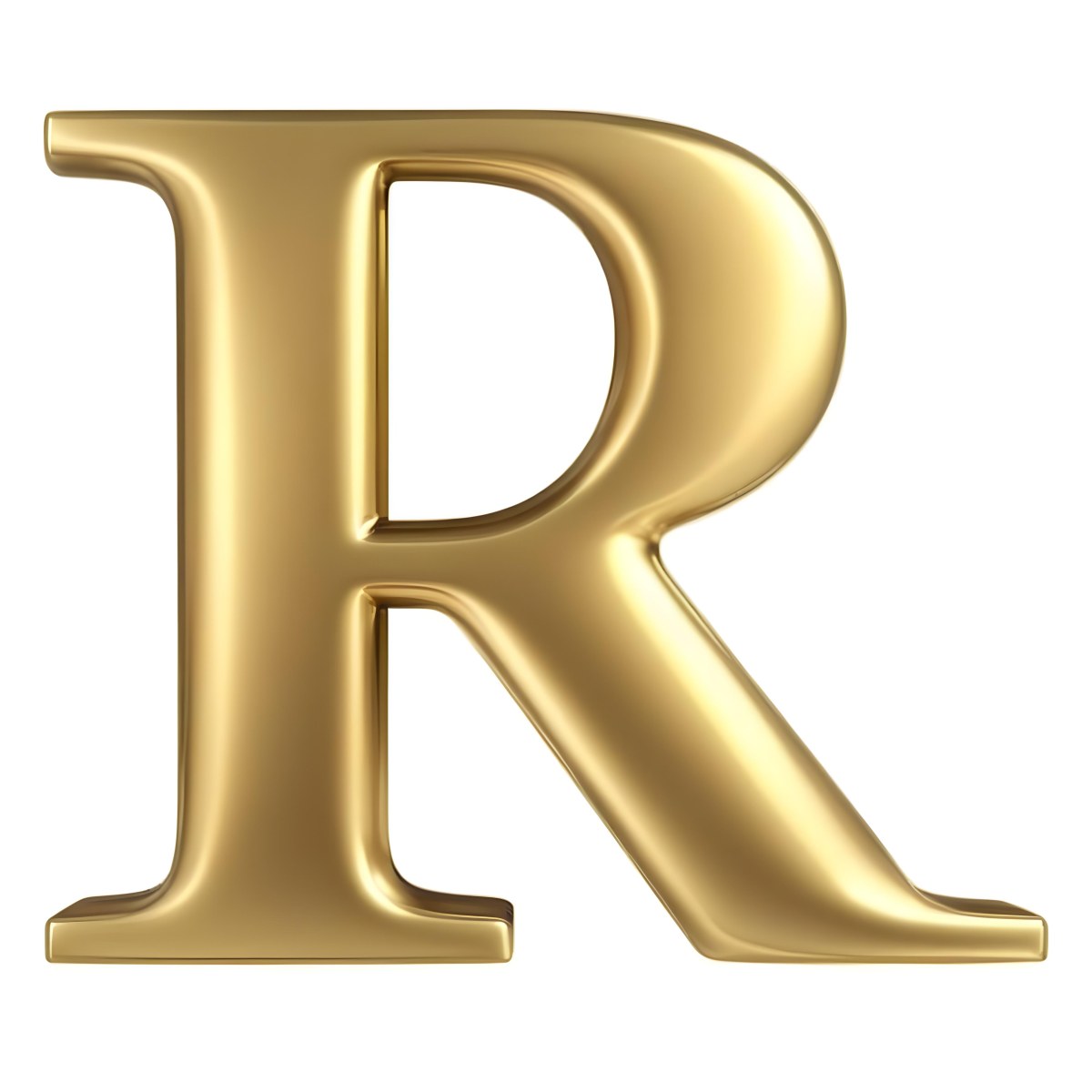 Minimal Soft Studio Light Photography A Shiny Gold Letter R With A Smooth And Polished Surface Featuring A Stylized Font With A Slight Curve And Depth The Background Is Plain And Does Not Distract From The Letter 15 07bc