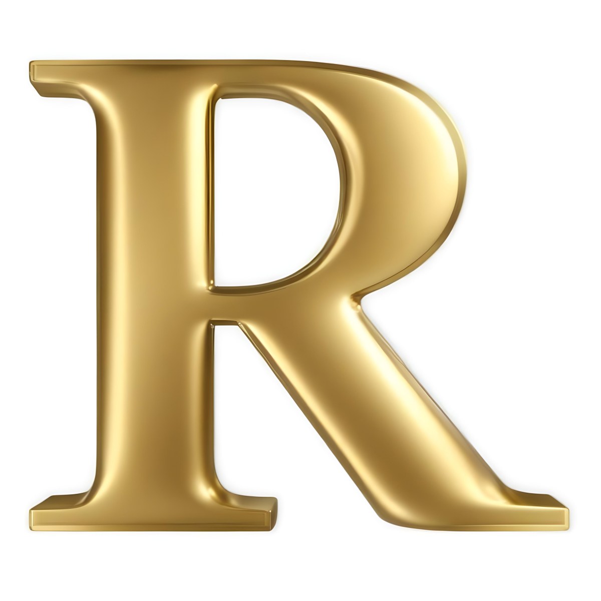 Minimal Soft Studio Light Photography A Shiny Gold Letter R With A Smooth And Polished Surface Featuring A Stylized Font With A Slight Curve And Depth The Background Is Plain And Does Not Distract From The Letter 20 F970