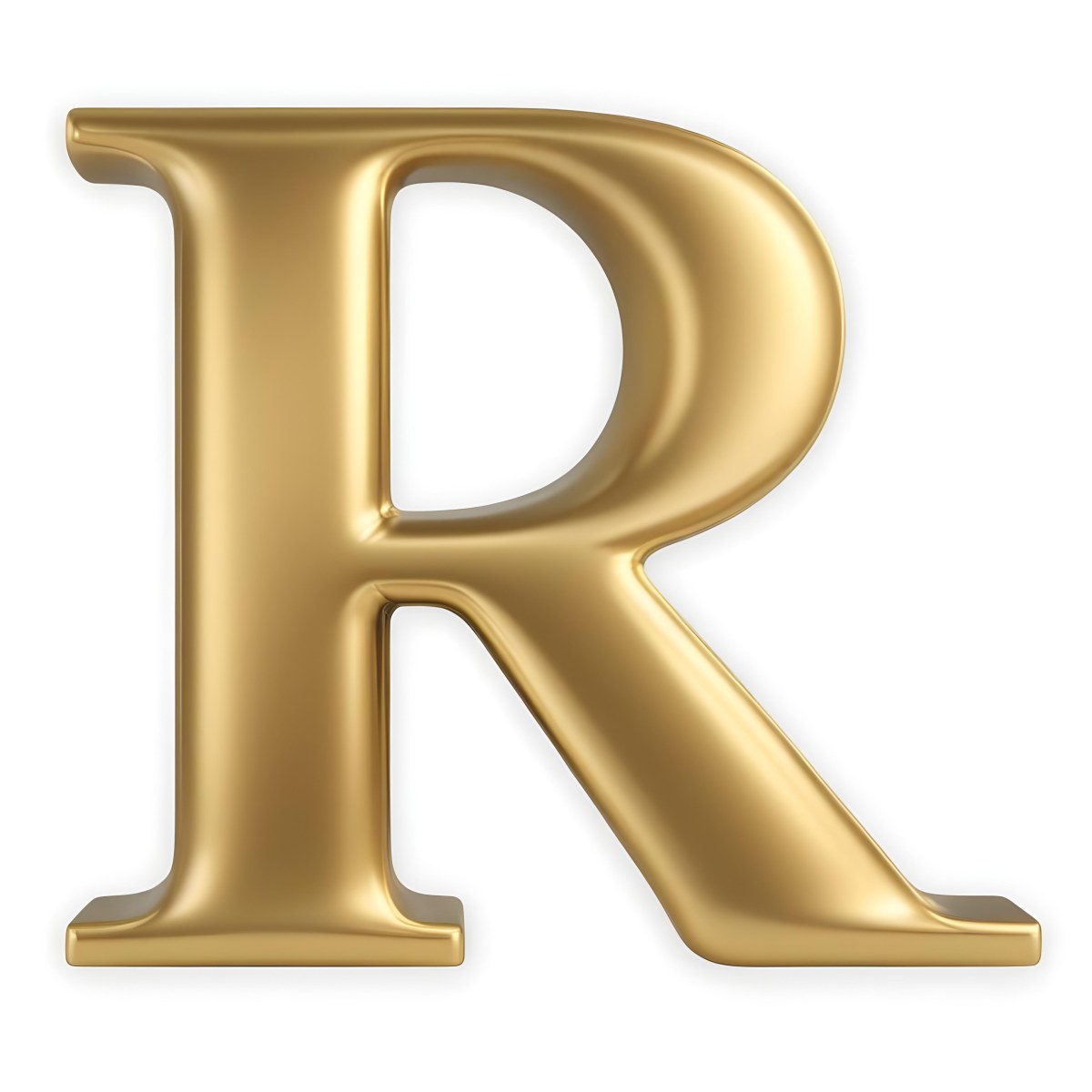 Minimal Soft Studio Light Photography A Shiny Gold Letter R With A Smooth And Polished Surface Featuring A Stylized Font With A Slight Curve And Depth The Background Is Plain And Does Not Distract From The Letter 6 261b