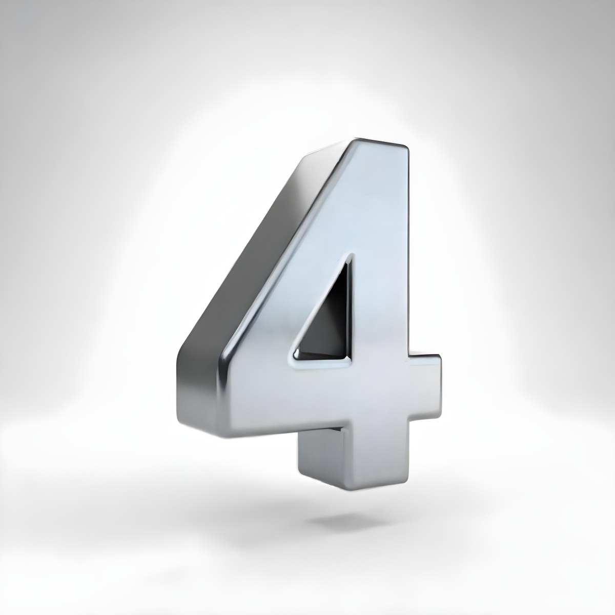 Number Four In Silver Metal Floating In A White Background Studio Lighting High Resolution Metallic Texture Simple Design Modern Typography Clean Presentation Minimalist Style 20 35c4