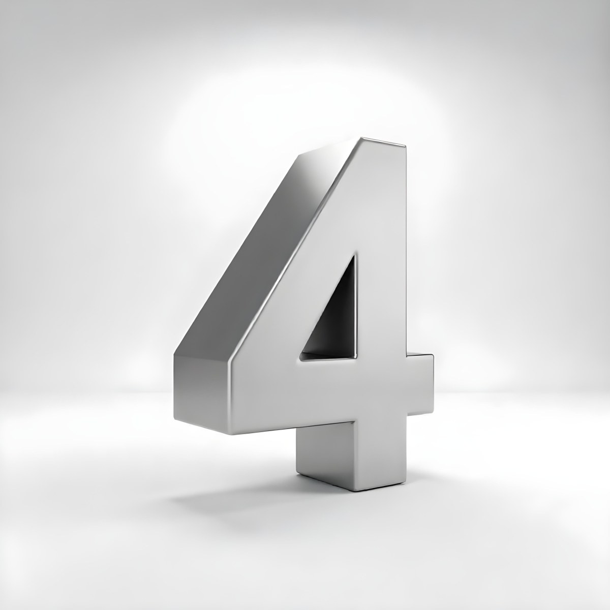 Number Four In Silver Metal Floating In A White Background Studio Lighting High Resolution Metallic Texture Simple Design Modern Typography Clean Presentation Minimalist Style 37 Efa7