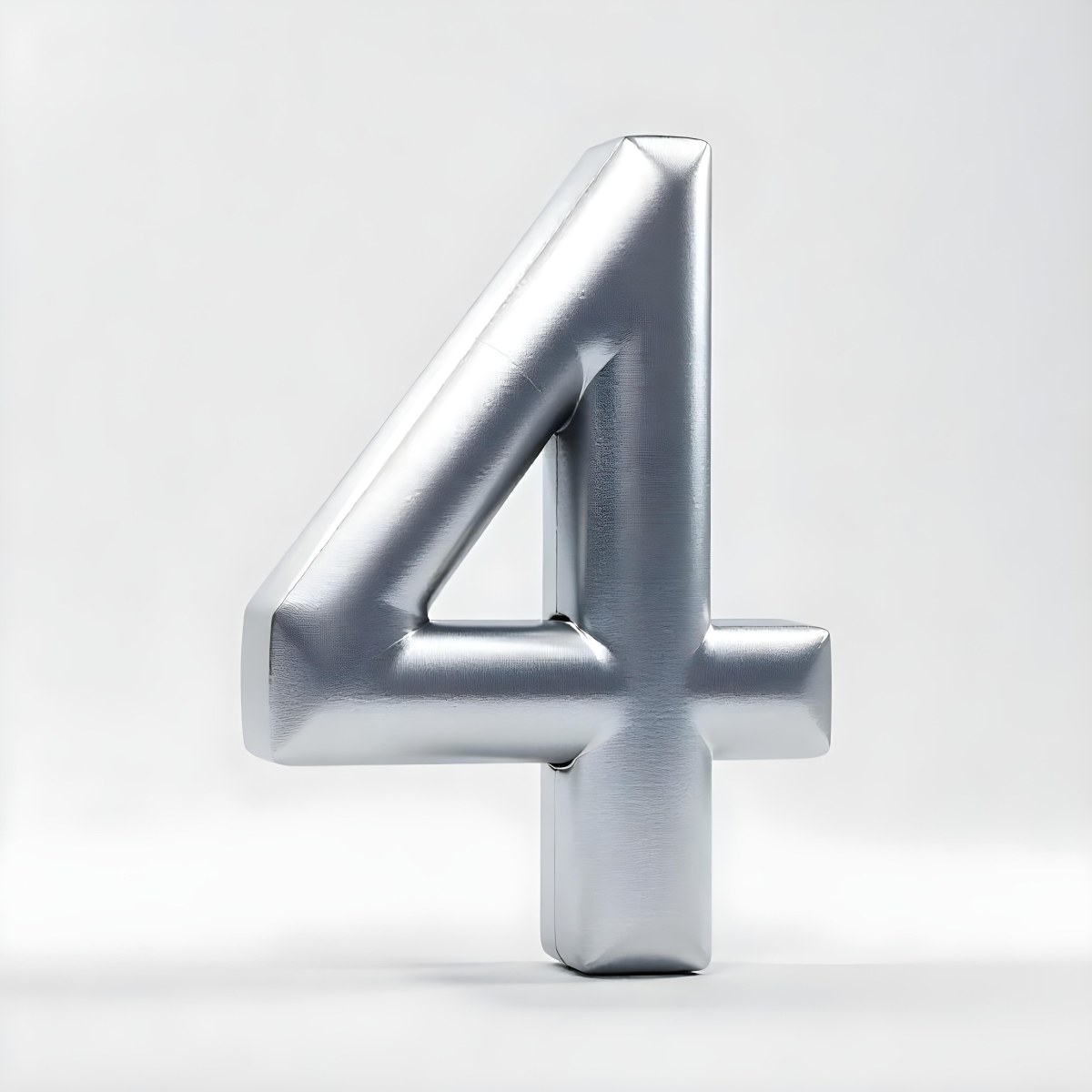 Number Four In Silver Metal Floating In A White Background Studio Lighting High Resolution Metallic Texture Simple Design Modern Typography Clean Presentation Minimalist Style 6 Cfc8