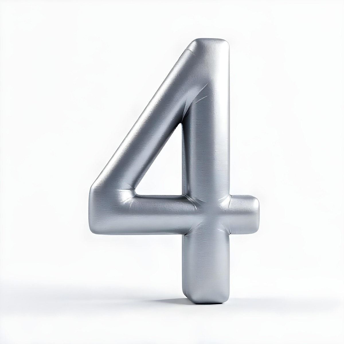 Number Four In Silver Metal Floating In A White Background Studio Lighting High Resolution Metallic Texture Simple Design Modern Typography Clean Presentation Minimalist Style 7 5f68