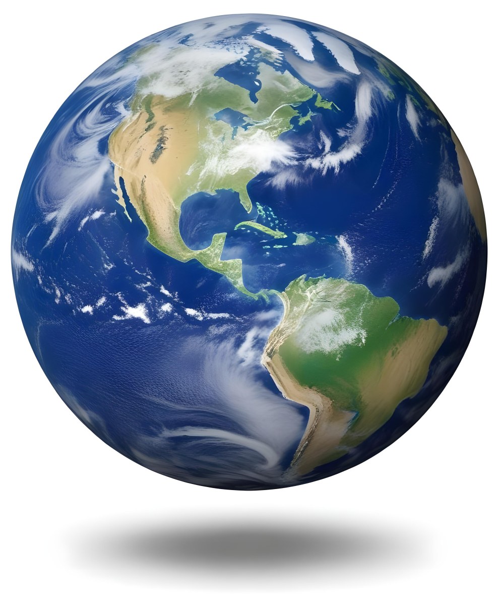 Planet Earth With Visible Continents Oceans And Cloud Cover Centered On The Americas Casting A Shadow On A White Background 18 Eba7