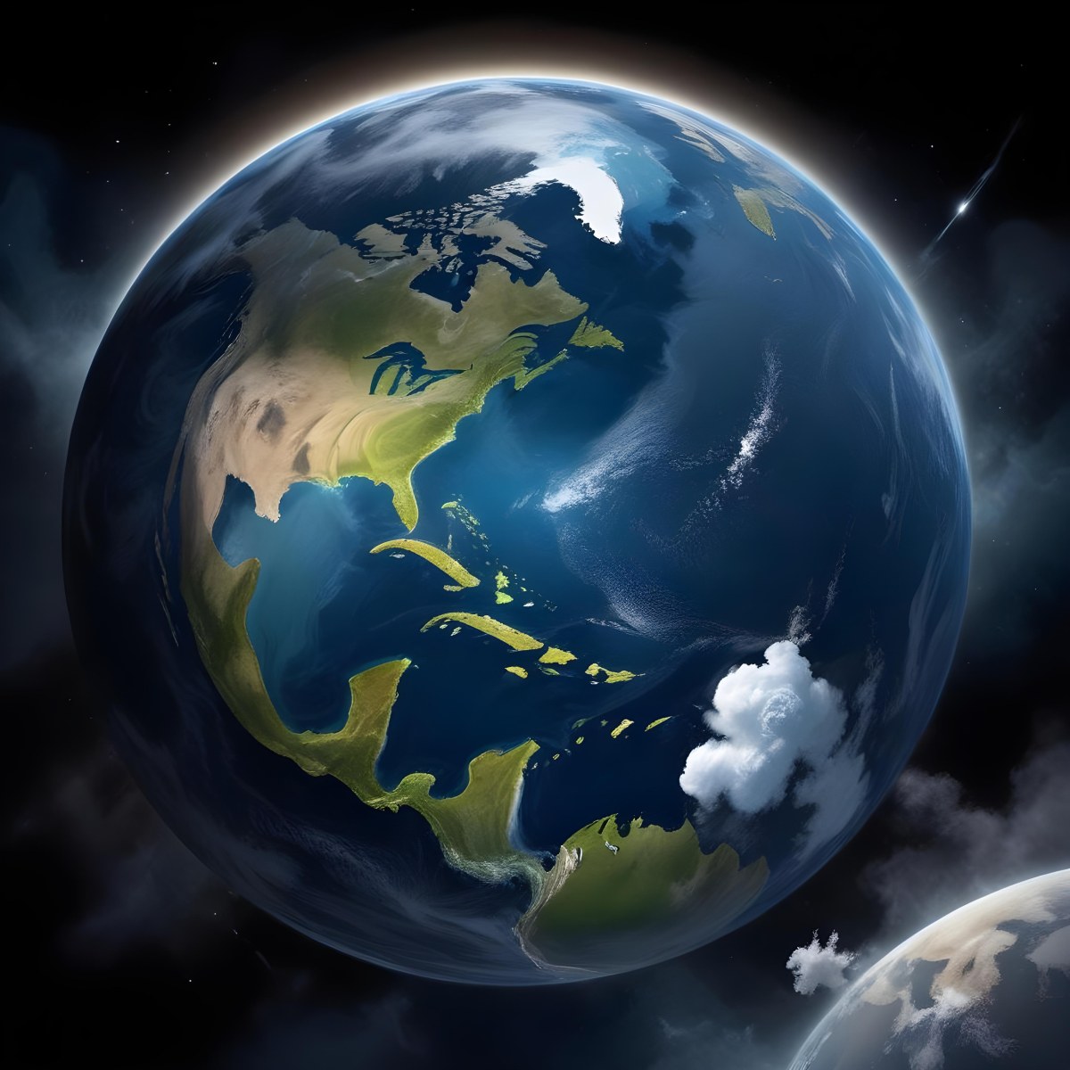 Planet Earth With Visible Continents Oceans And Cloud Formations Showcasing North America Prominently Set Against A Dark Space Background 5 Ad3c