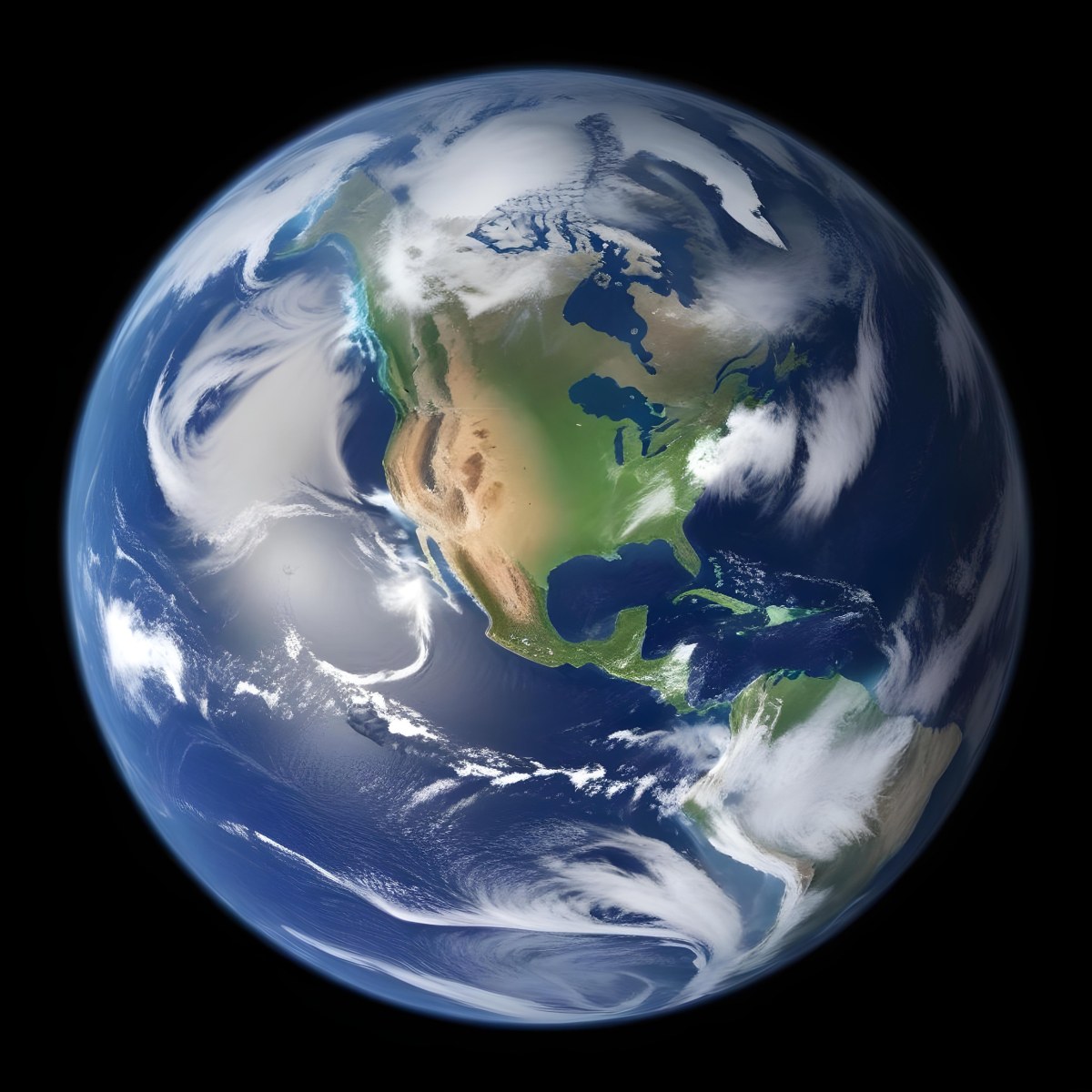 Planet Earth With Visible Continents Oceans And Cloud Formations Showcasing North America Prominently Set Against A Dark Space Background 6 5cca
